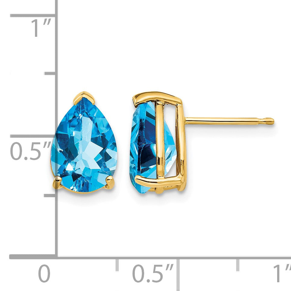 14k 10x7mm Pear Blue Topaz Post Earrings