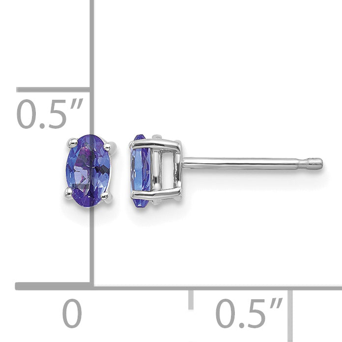 14k White Gold 5x3mm Oval Tanzanite Post Earrings