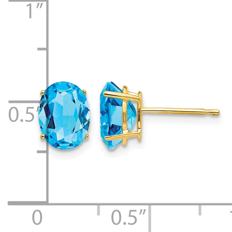 14k 8x6mm Oval Blue Topaz Post Earrings