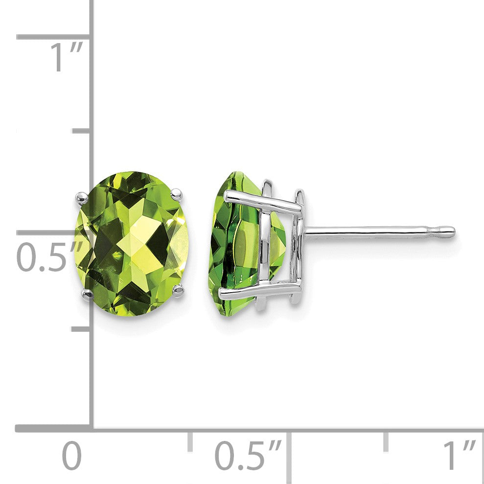 14k White Gold 9x7mm Oval Peridot Post Earrings