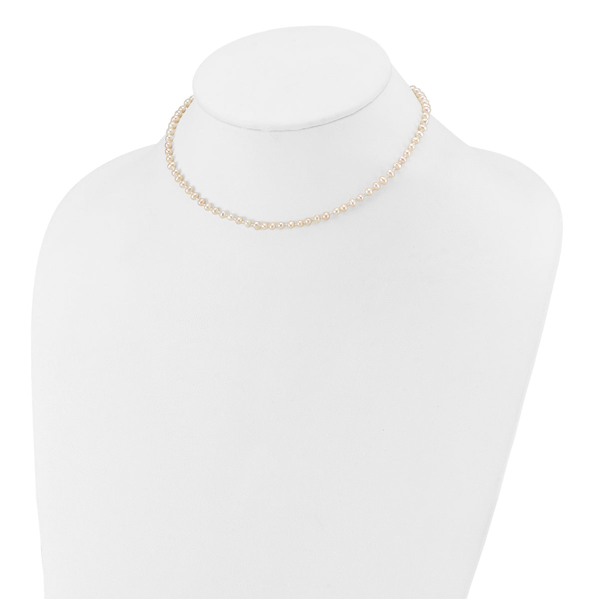 14k Children's 3-4mm White Semi-Round Freshwater Cultured Pearl 12 inch Necklace