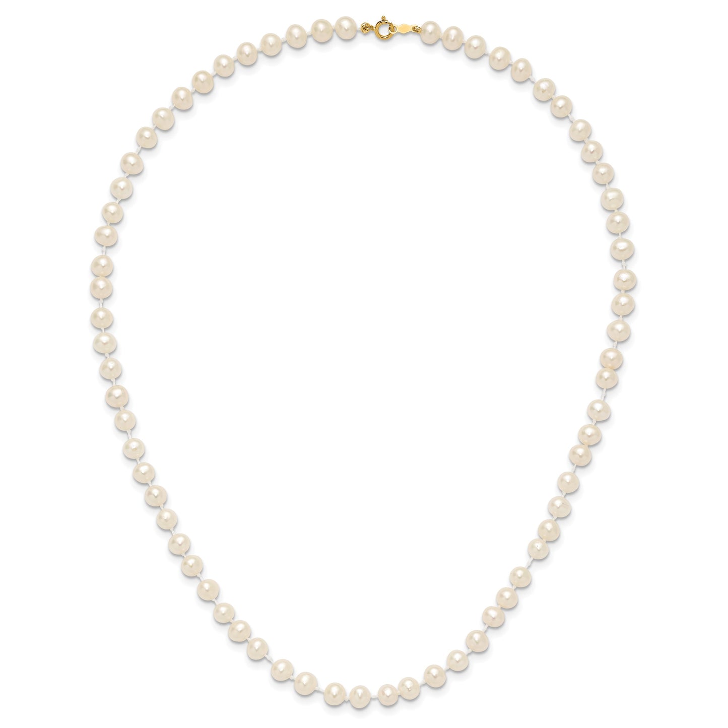 14k 5-6mm White Semi-Round Freshwater Cultured Pearl 16 inch Necklace