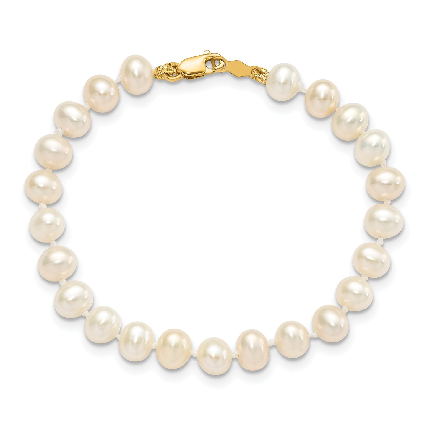 14k 4-5mm White Freshwater Cultured Pearl 14 inch Necklace / 5 inch Bracelet / Post Earrings 3-piece Set