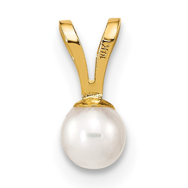 14k 3-4mm White Round Freshwater Cultured Pearl Pendant