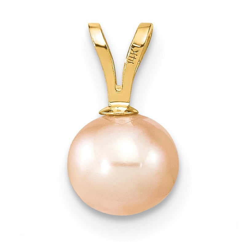 14k 6-7mm Round Pink Freshwater Cultured Pearl Pendant