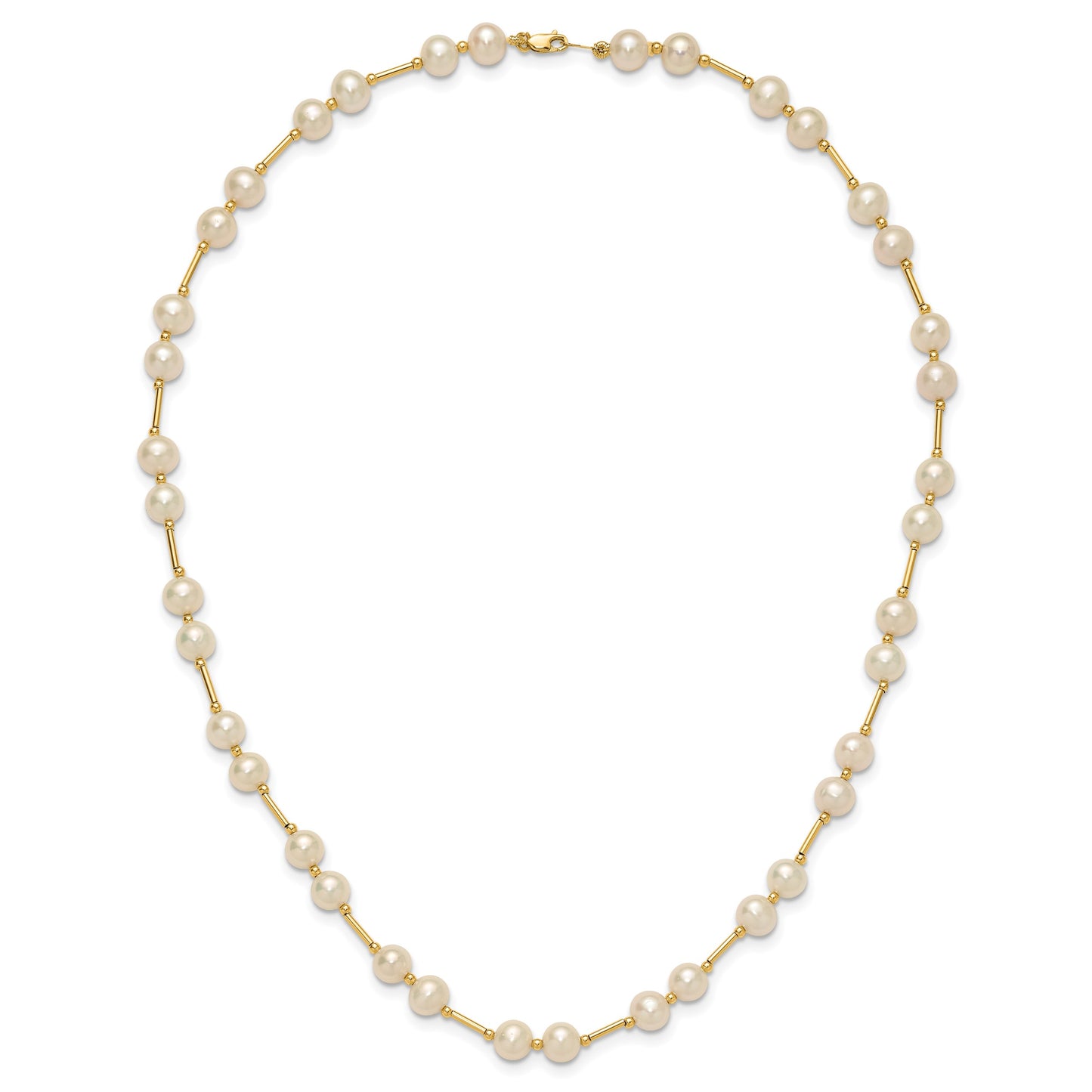 14k 6-7mm White Near-Round Freshwater Cultured Pearl Beaded 18 inch Necklace