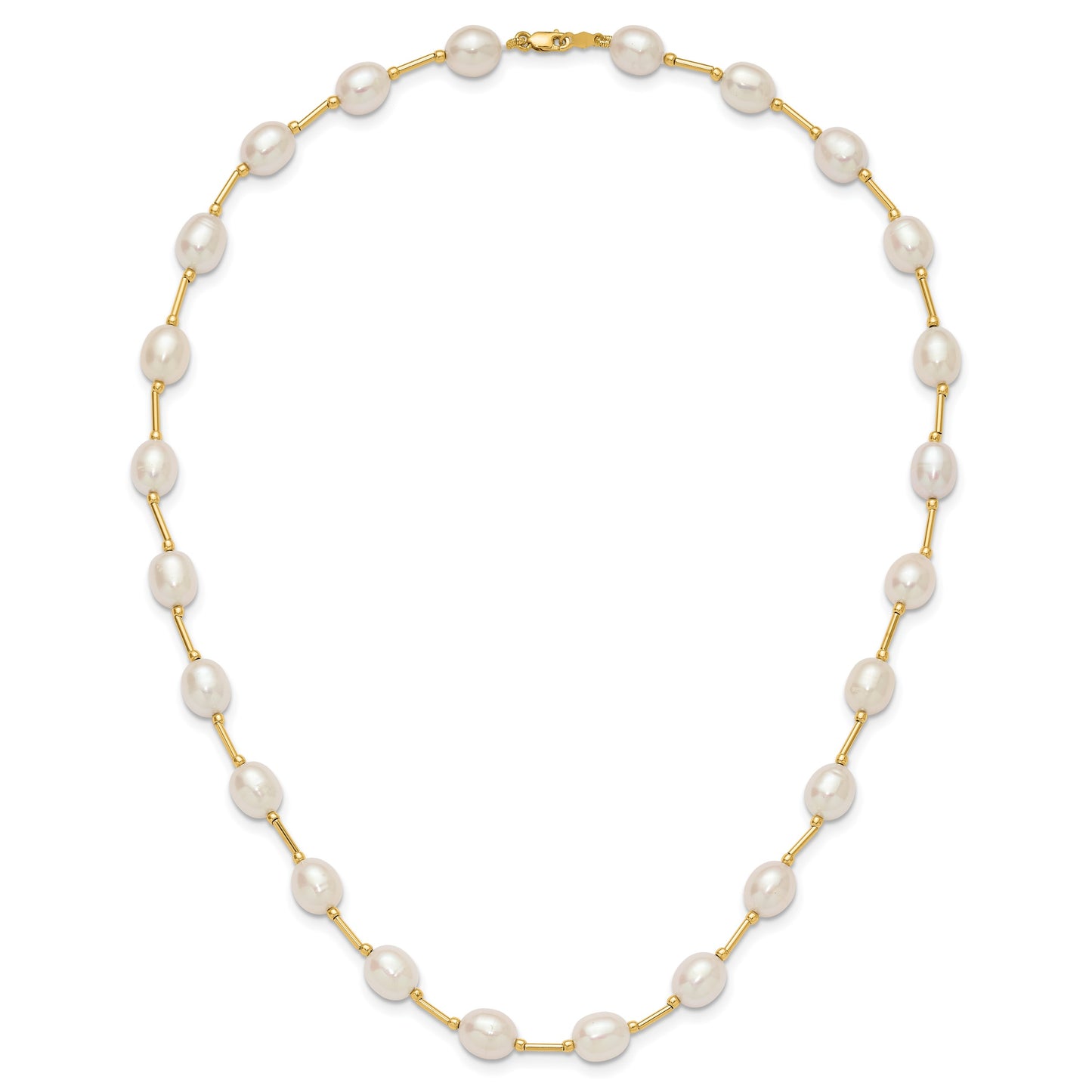 14k 7-8mm White Rice Freshwater Cultured Pearl Beaded 18 inch Necklace