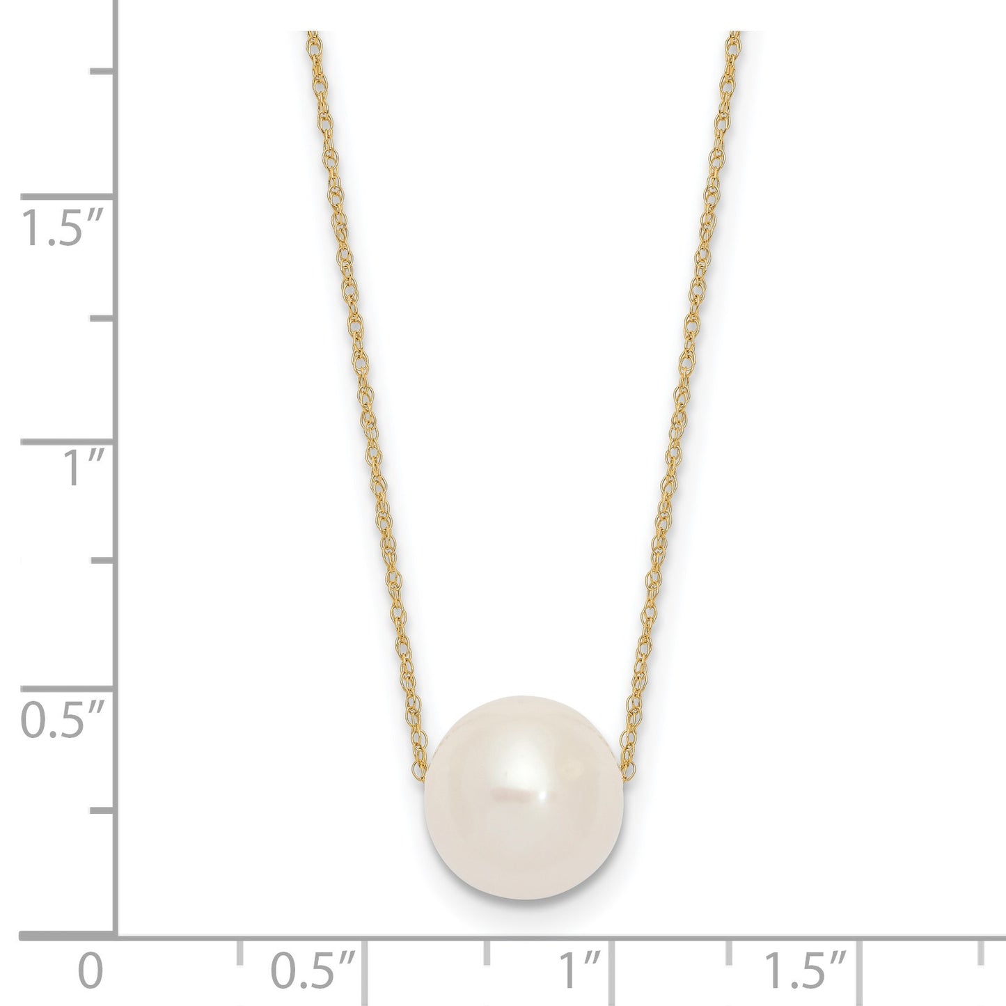 14k 10-11mm White Semi-Round Freshwater Cultured Pearl Rope 17 inch Necklace