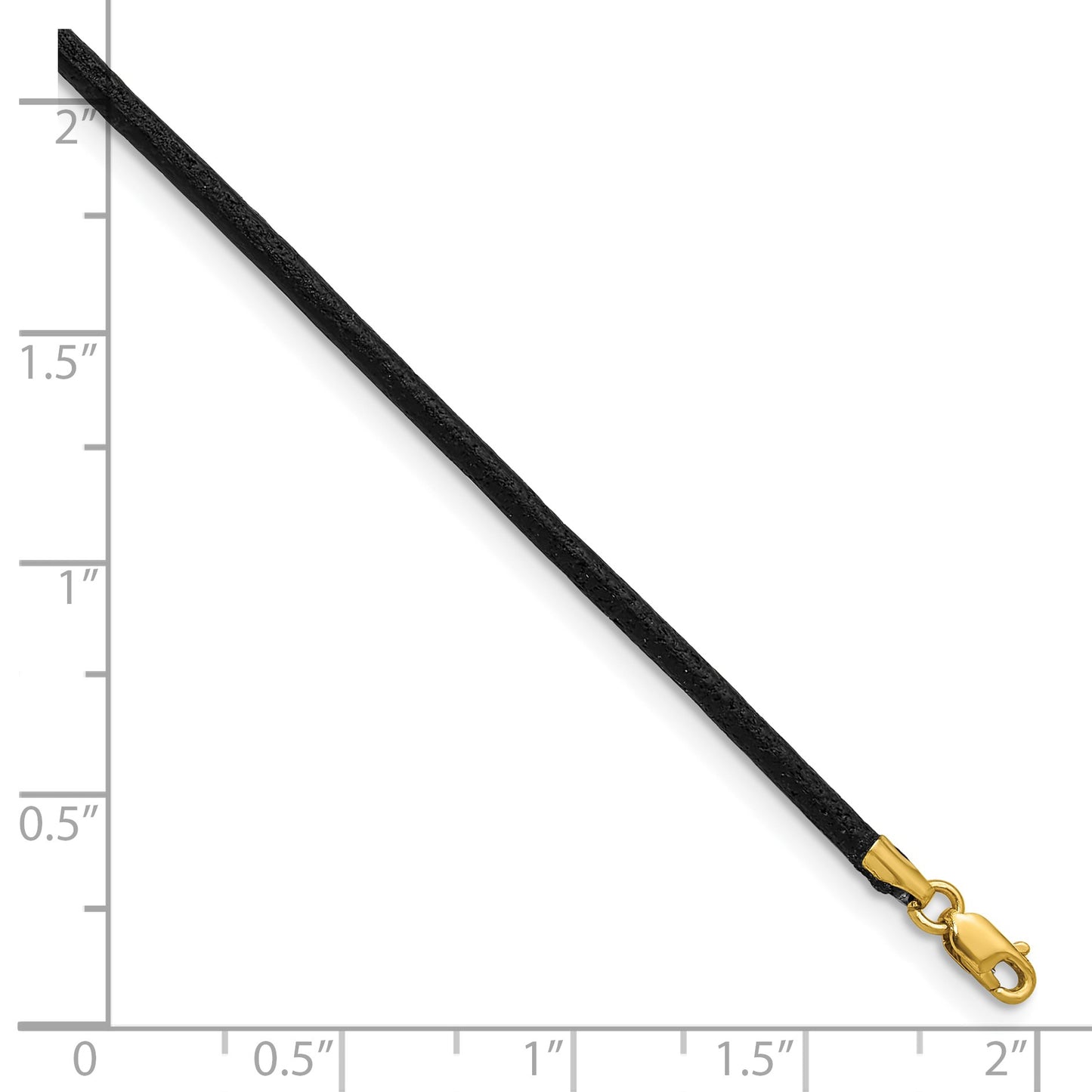 14k Yellow Clasp 2mm 18 inch Black Leather Cord Necklace
