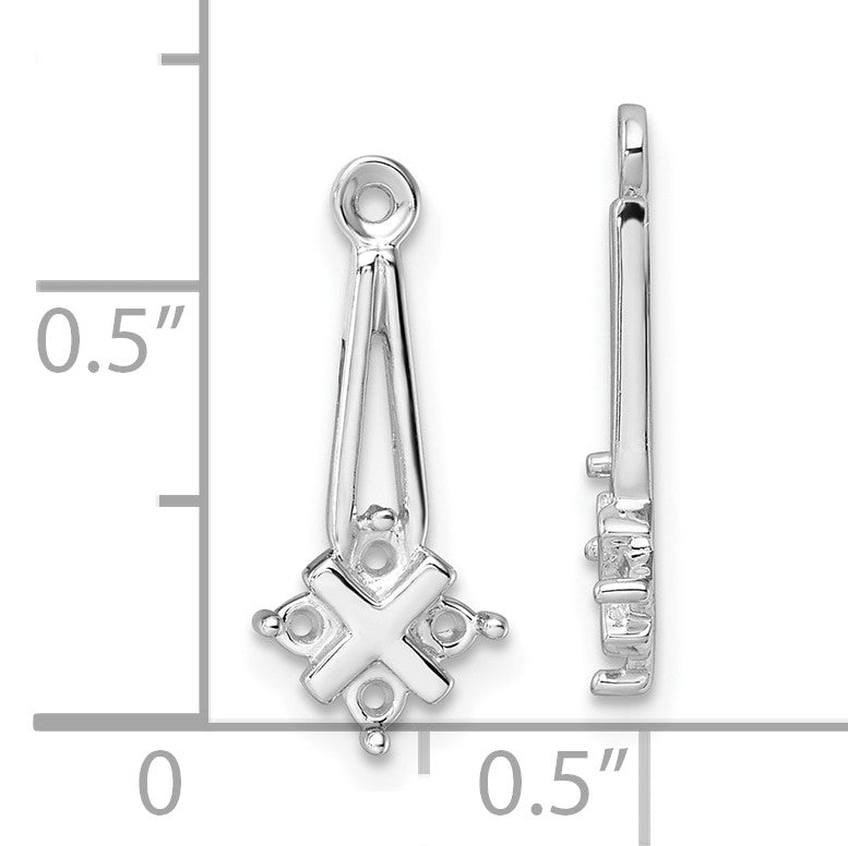 14k White Gold Dangle Cluster Diamond Earring Jacket Mountings