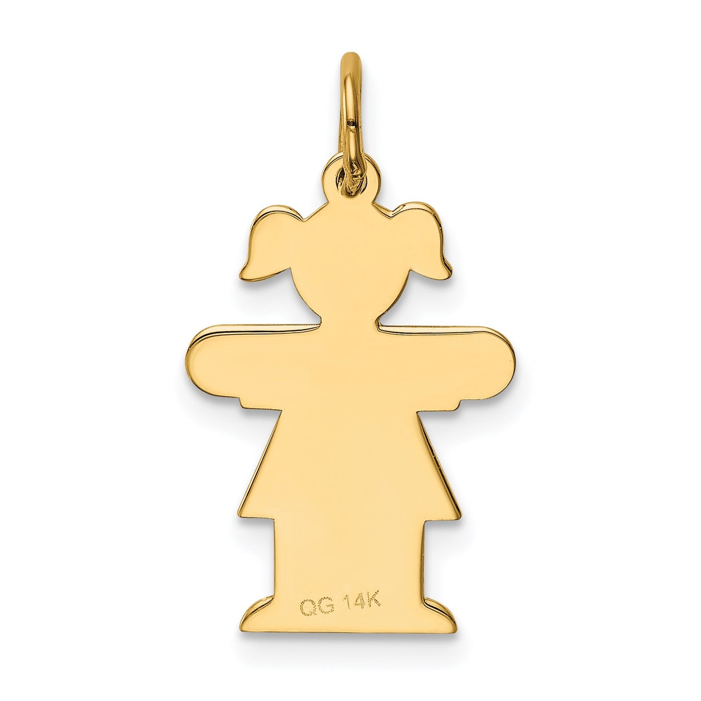 14k The Kids Small Girl with Ponytails Engravable Hugs Charm