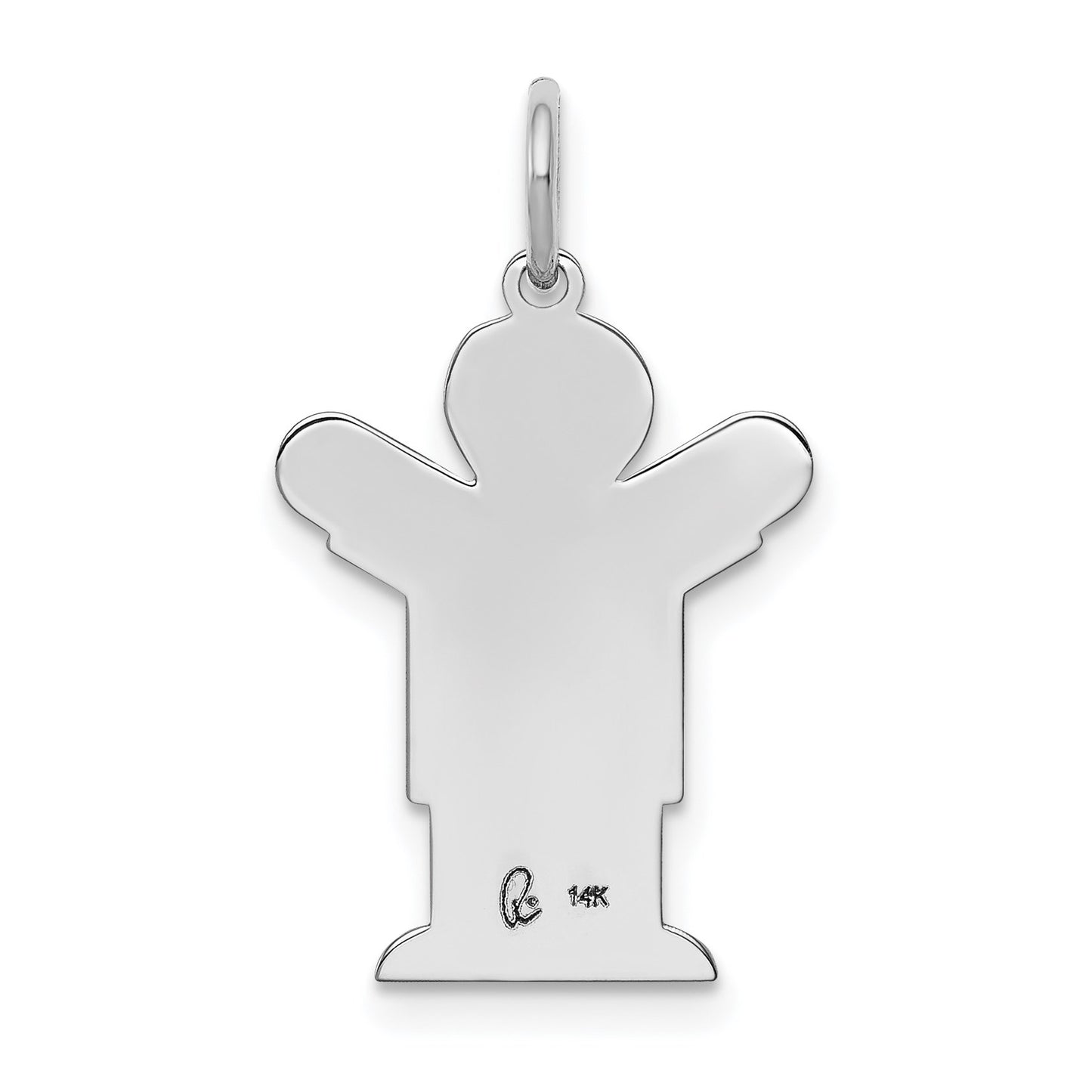 14k White Gold The Kids Small Boy with Haircut Engravable Love Charm