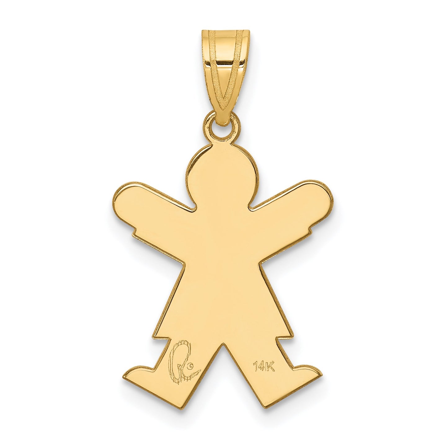 14k The Kids Solid Satin Small Girl Engravable Joy Charm
