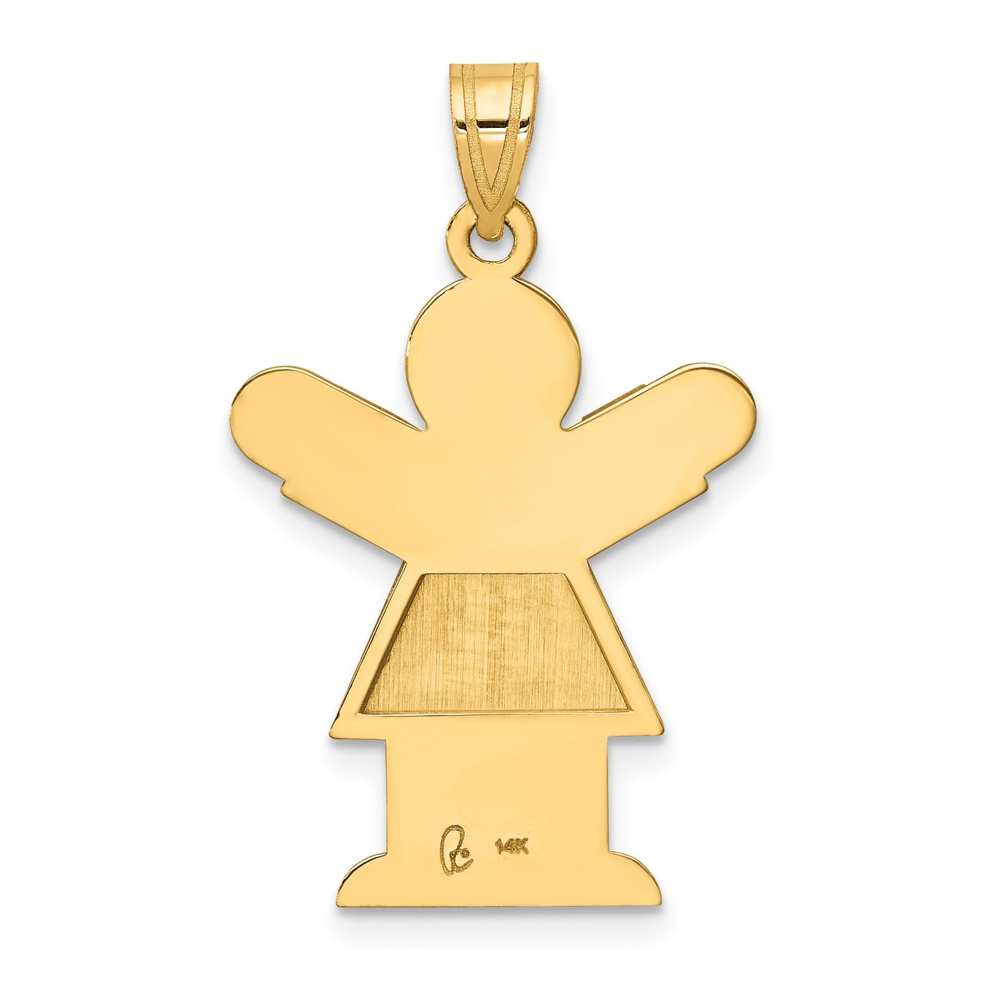 14k The Kids Solid Satin Medium Girl Engravable Love Charm