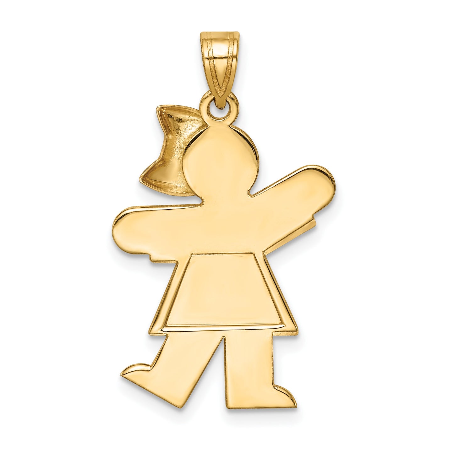 14k Two-tone The Kids Medium Girl with Bow on Right Engravable Kiss Charm
