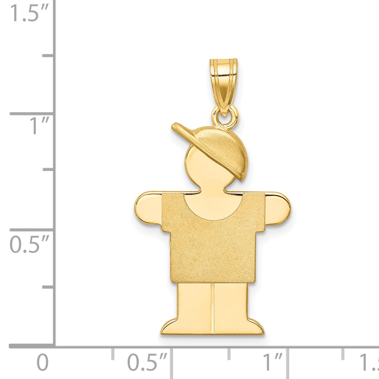 14k The Kids Solid Engravable Medium Boy with Hat on Right Hugs Charm