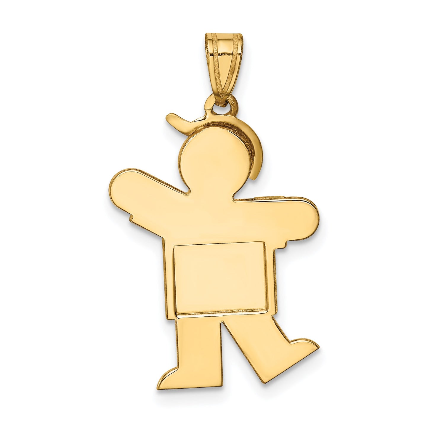 14k The Kids Solid Engravable Medium Boy with Hat on Left Kiss Charm