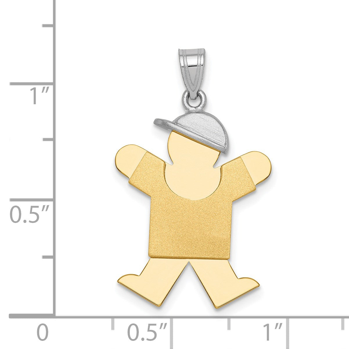 14k Two-tone The Kids Medium Boy with Hat on Right Engravable Joy Charm