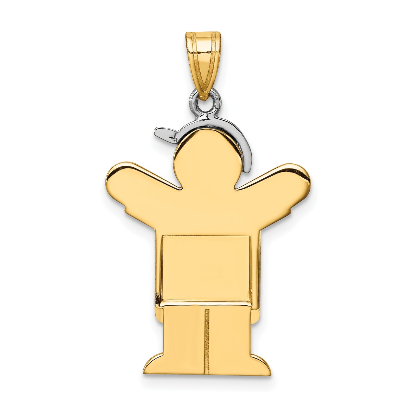 14k Two-tone The Kids Medium Boy in Overalls with Hat on Left Engravable Love Charm