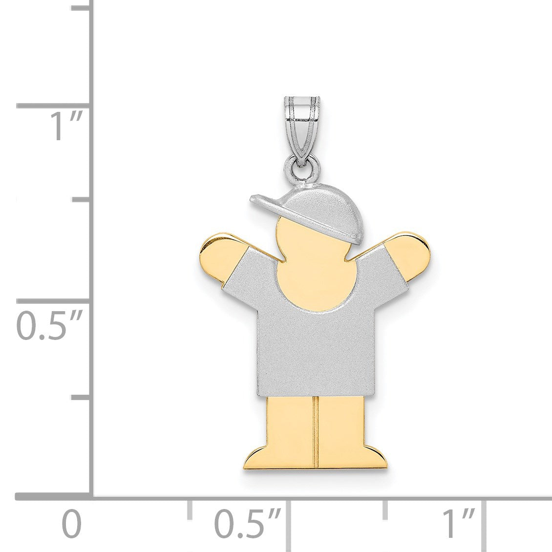 14k Two-tone The Kids Small Boy with Hat on Right Engravable Love Charm