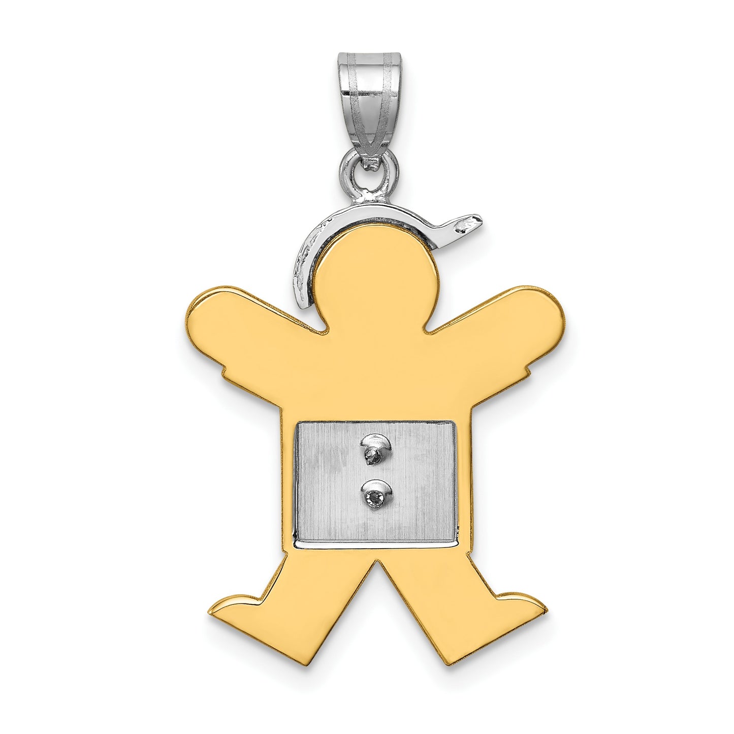 14k Two-tone The Kids Medium Boy with Hat on Right AA Diamond Joy Pendant