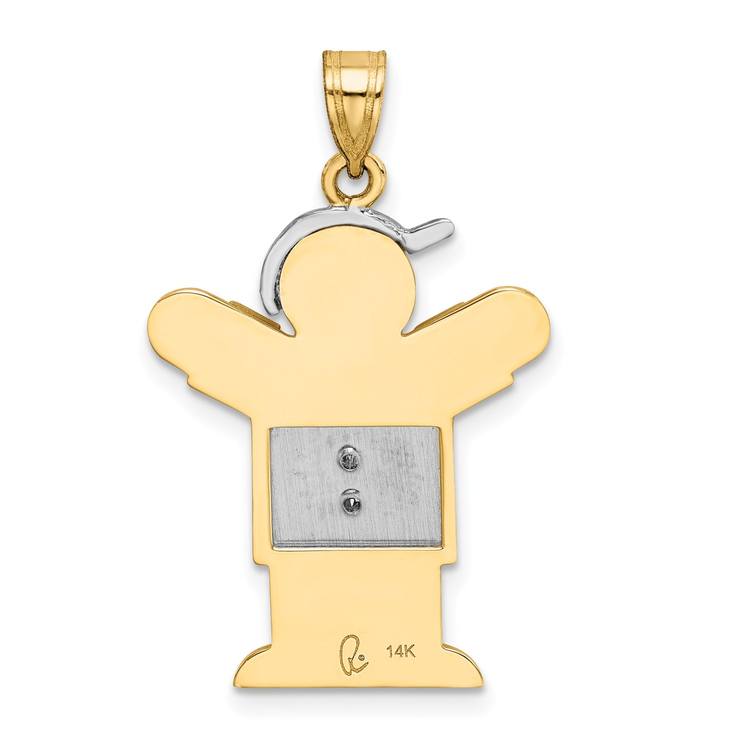 14k Two-tone The Kids Medium Boy with Hat on Right AA Diamond Love Pendant