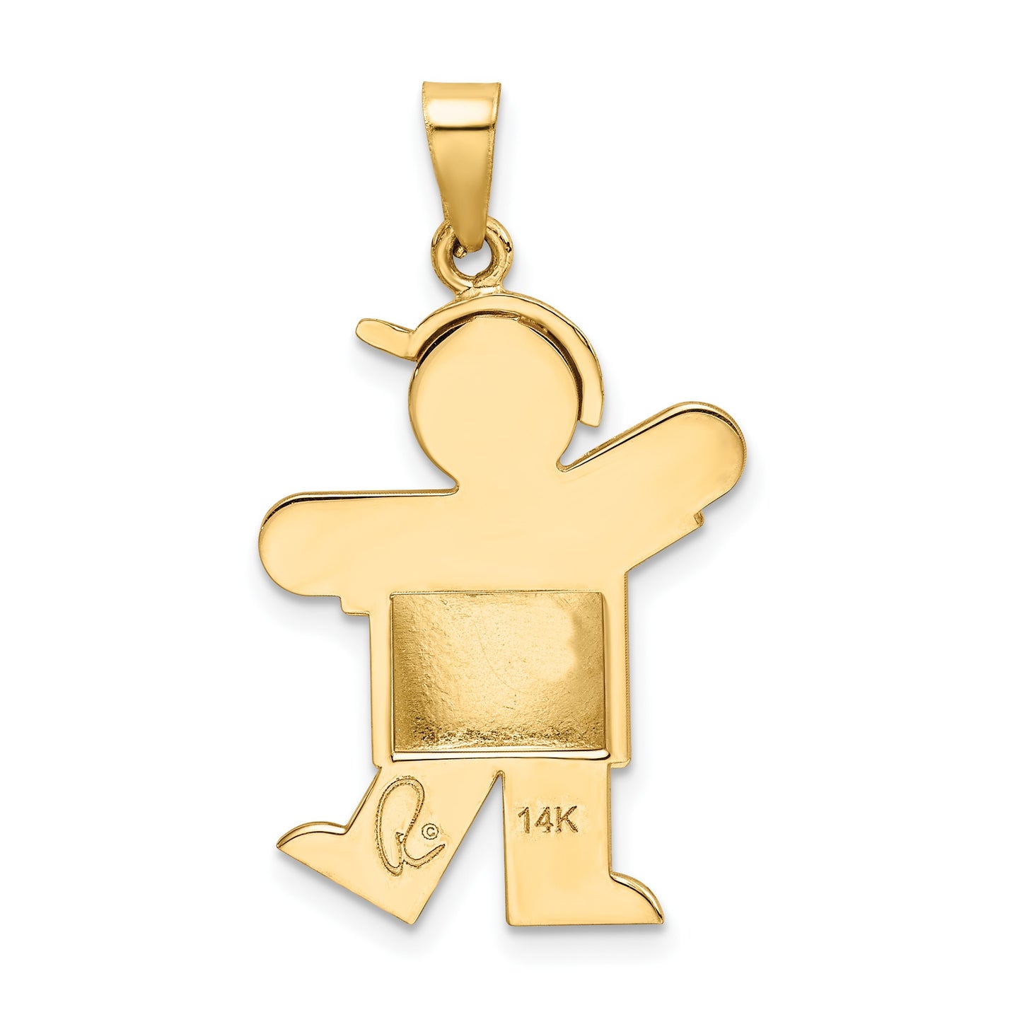 14k The Kids Puffed Boy with Hat on Left Engravable Kiss Charm