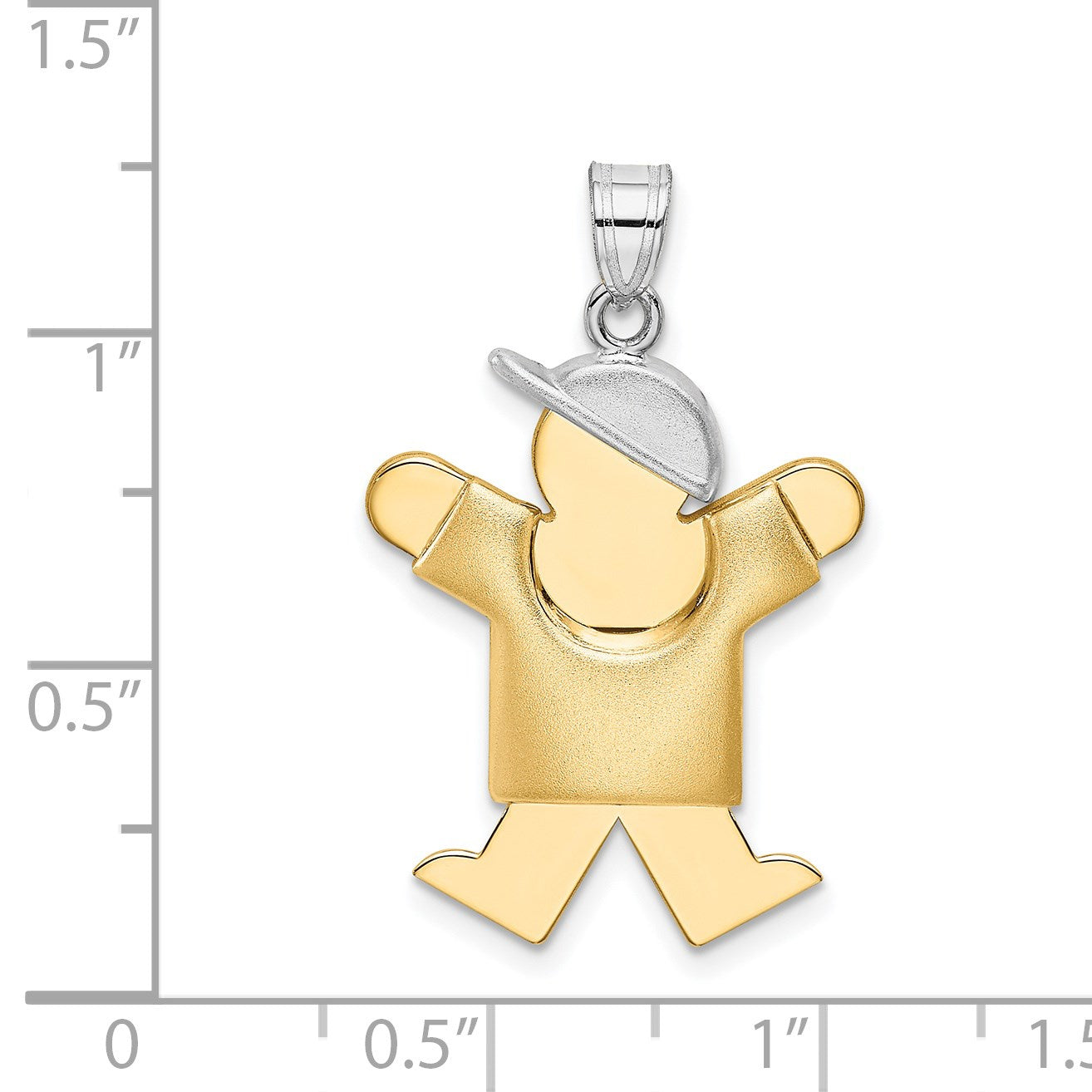 14k Two-tone The Kids Medium Puffed Boy with Hat on Right Engravable Joy Charm