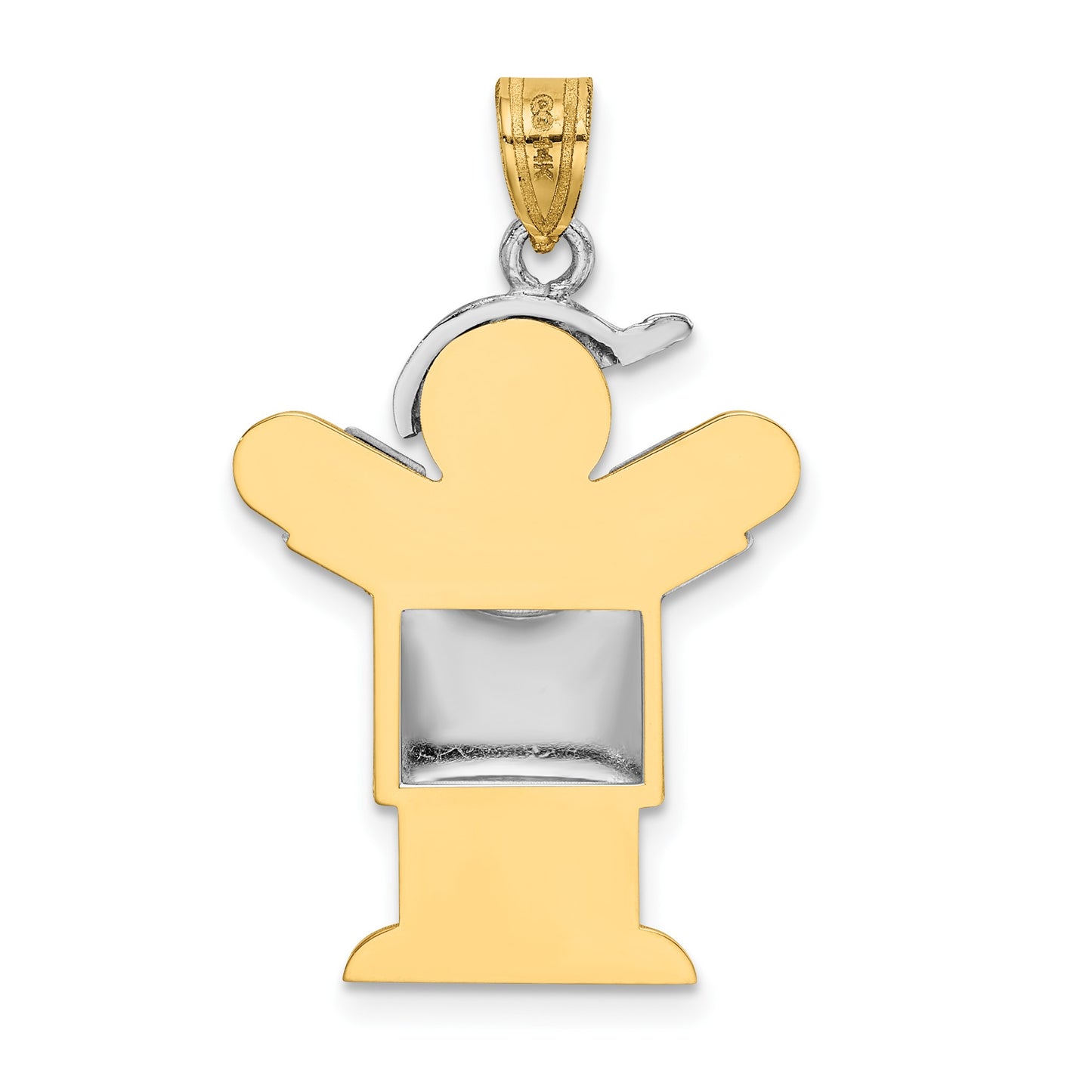 14k Two-tone The Kids Medium Puffed Boy with Hat on Right Engravable Love Charm