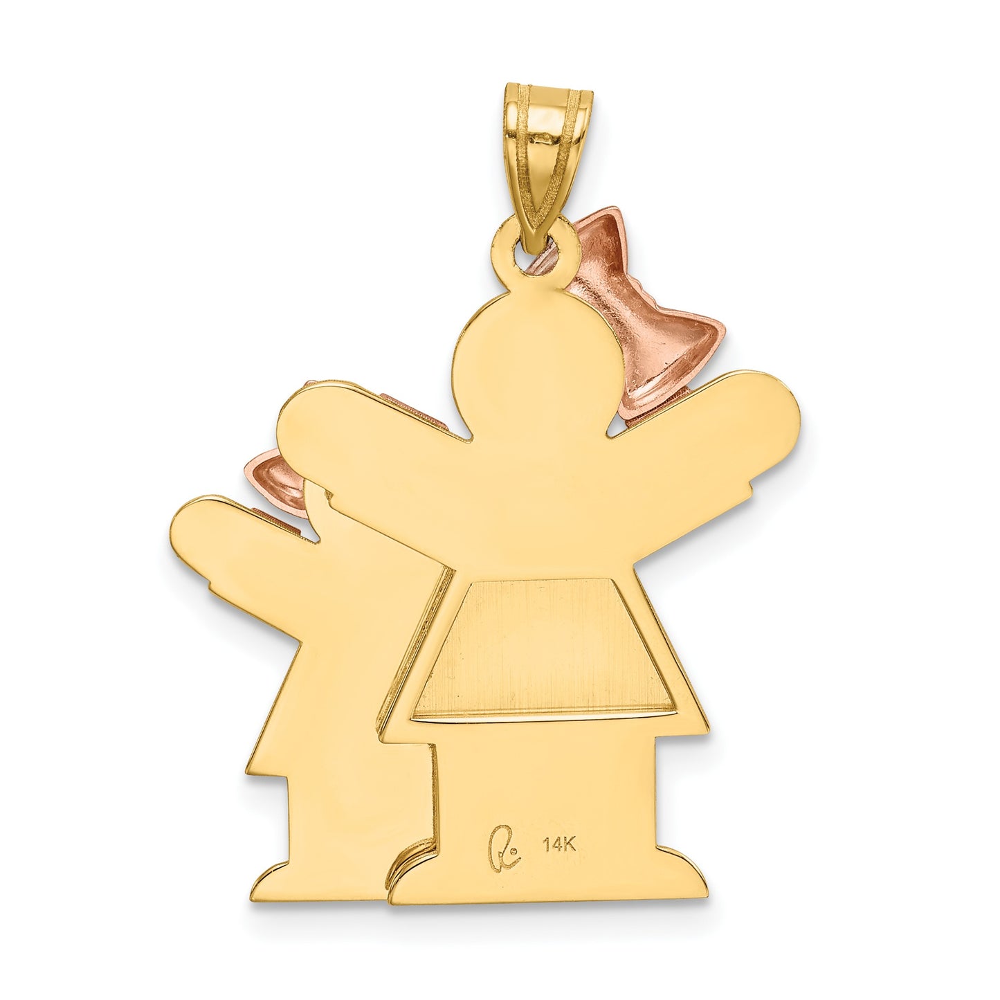 14k Two-tone The Kids Big Girl and Little Girl Engravable Love Charm