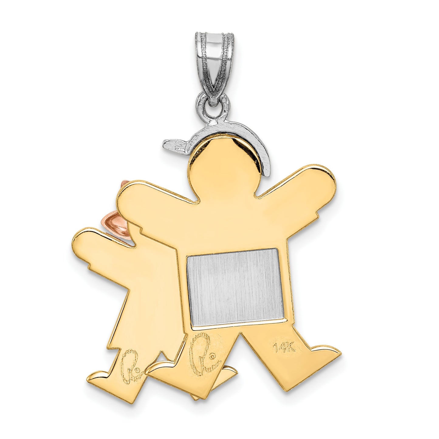 14k Tri-color The Kids Big Boy and Little Girl Engravable Joy Charm