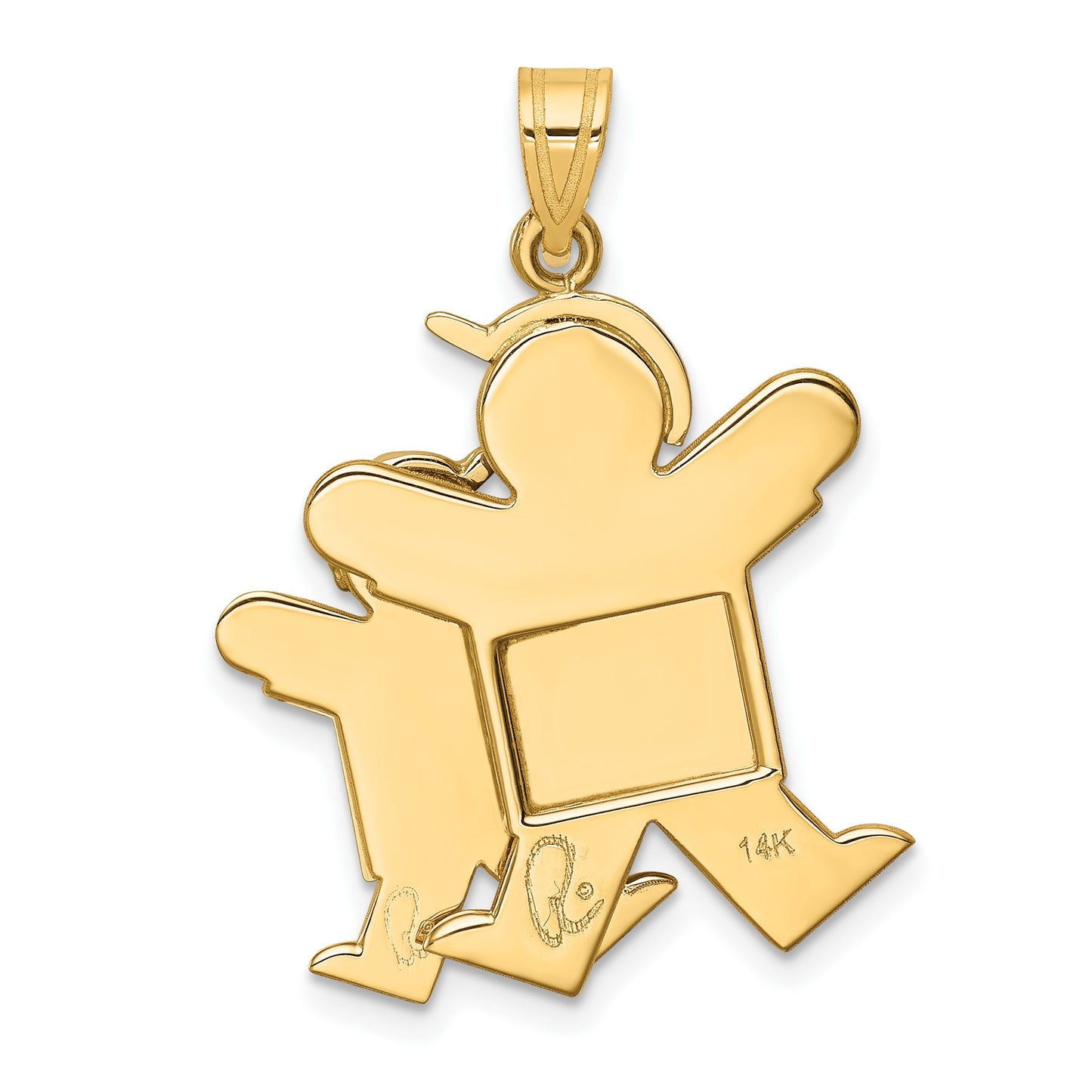 14k Two-tone The Kids Big Boy and Little Boy Engravable Joy Charm