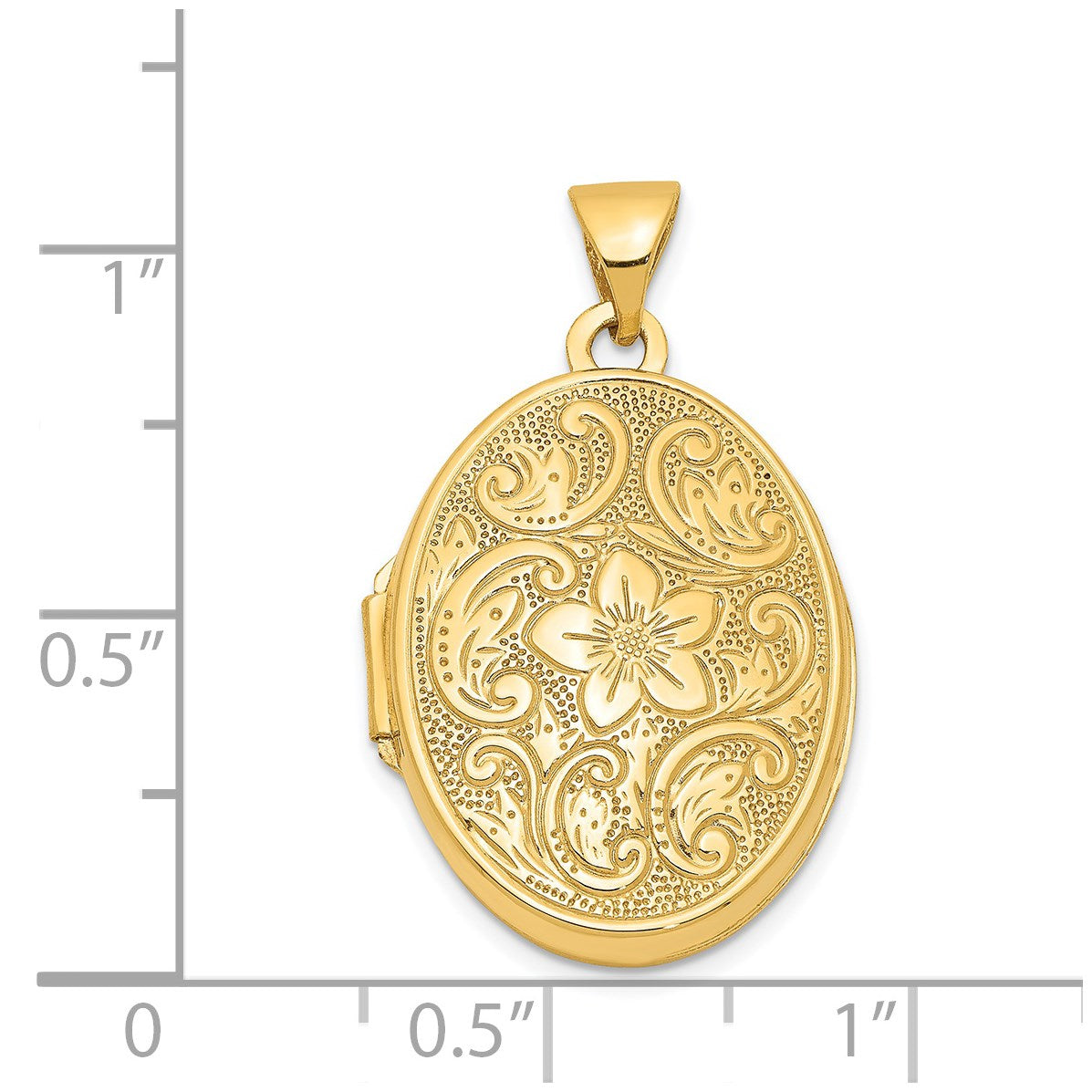 14k Floral Swirl Design 21mm Oval Locket