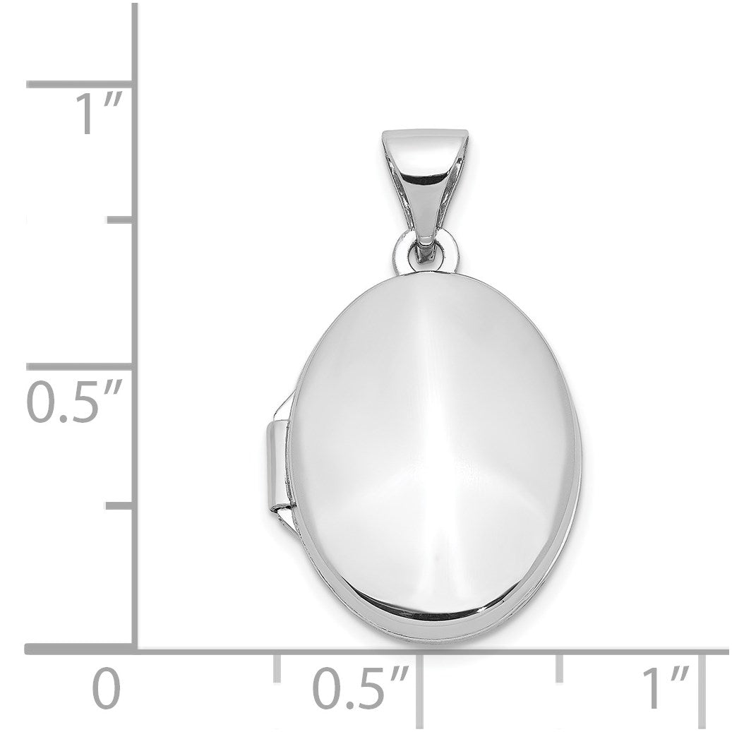 14k White Gold Polished Plain 17mm Oval Locket