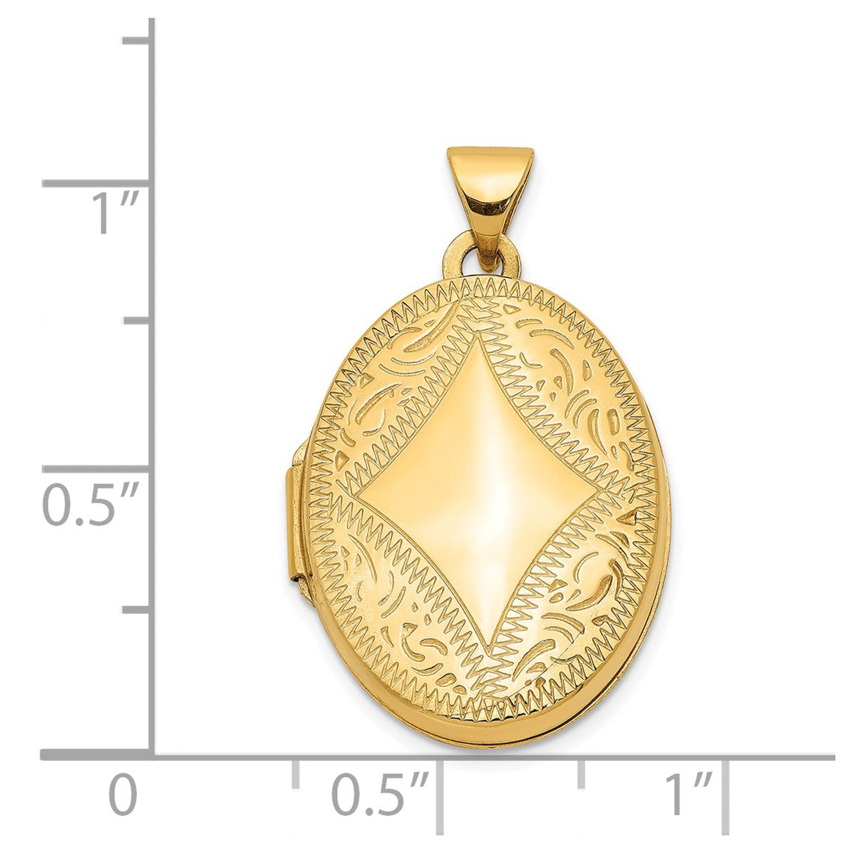 14k Diamond-shaped Design 21mm Oval Locket