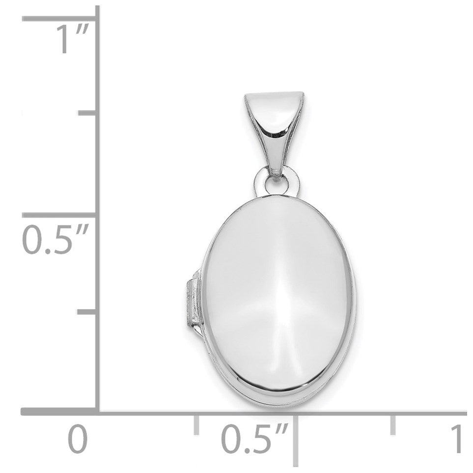14k White Gold Polished Plain 13mm Oval Locket