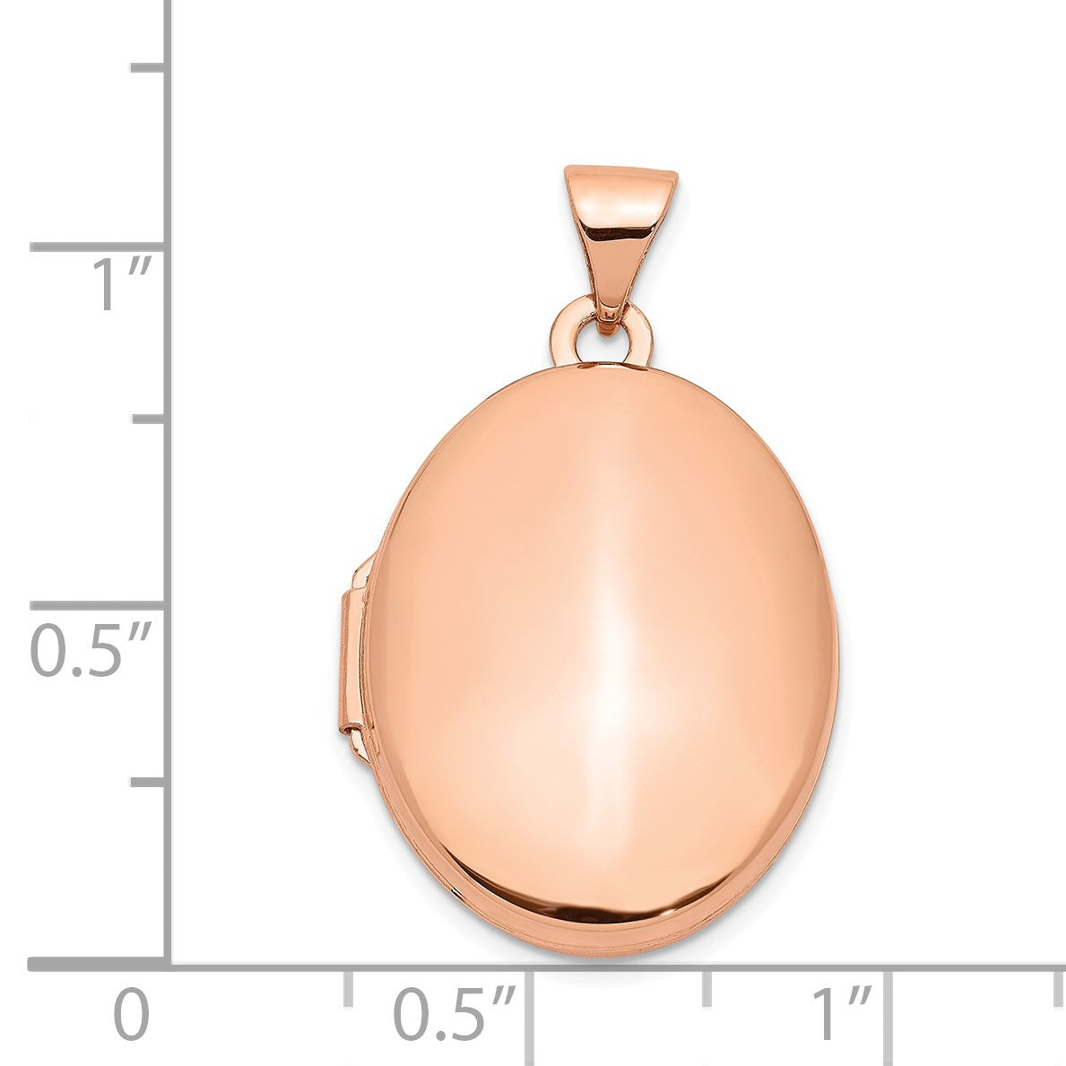 14k Rose Gold Polished Plain 21mm Oval Locket