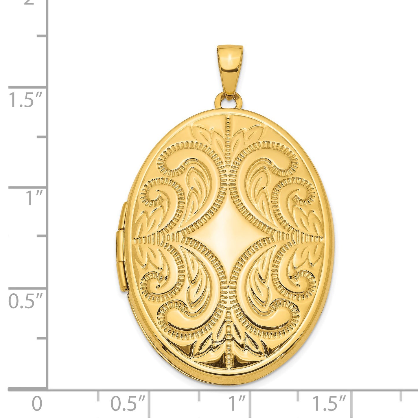 14K Fancy Engraved 38mm Oval Family Locket Holds 6 Photos