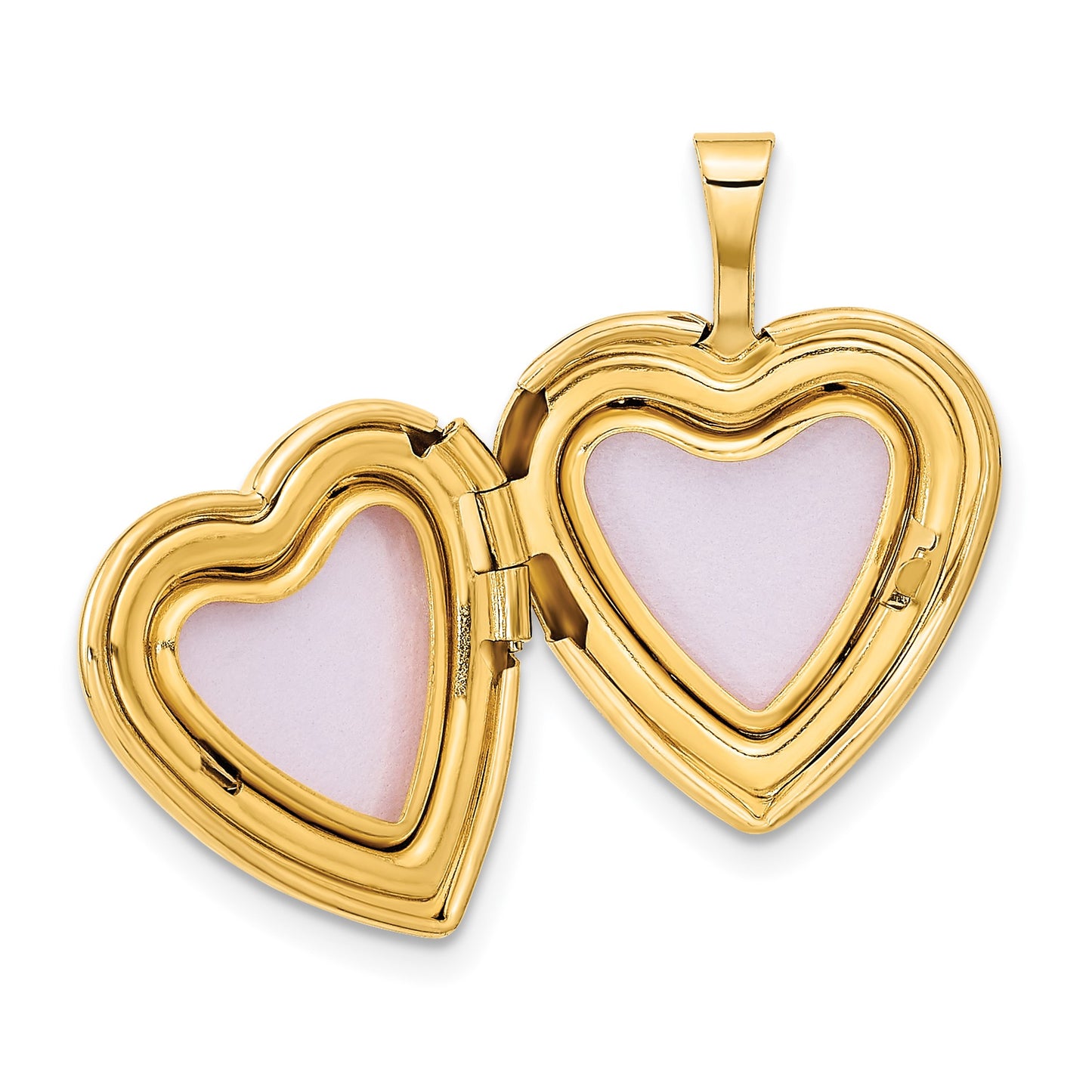14k Pink and Green Enamel Floral Cross 16mm Heart Locket