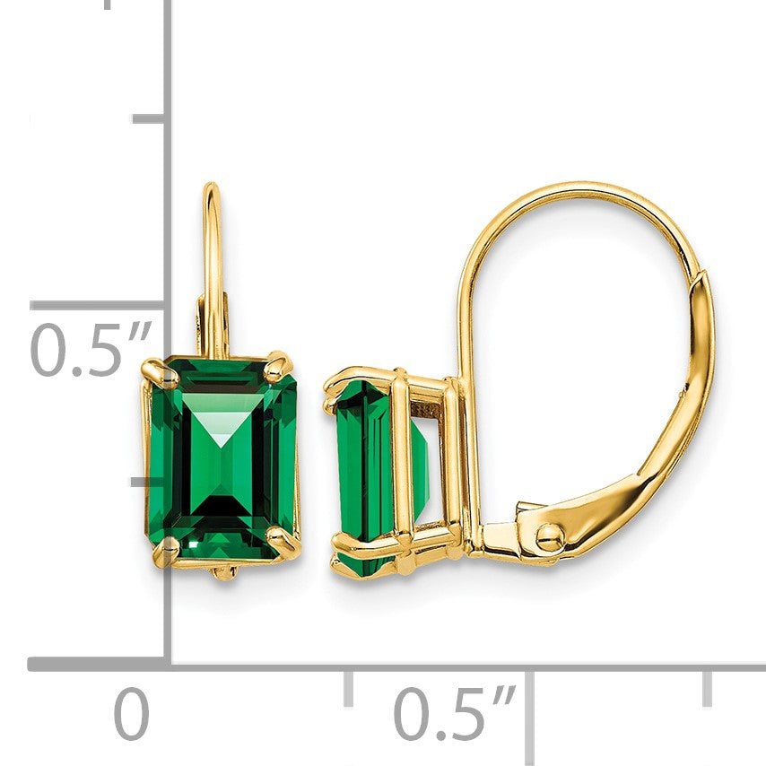 14k 7x5mm Emerald-cut Mount St. Helens Leverback Earrings