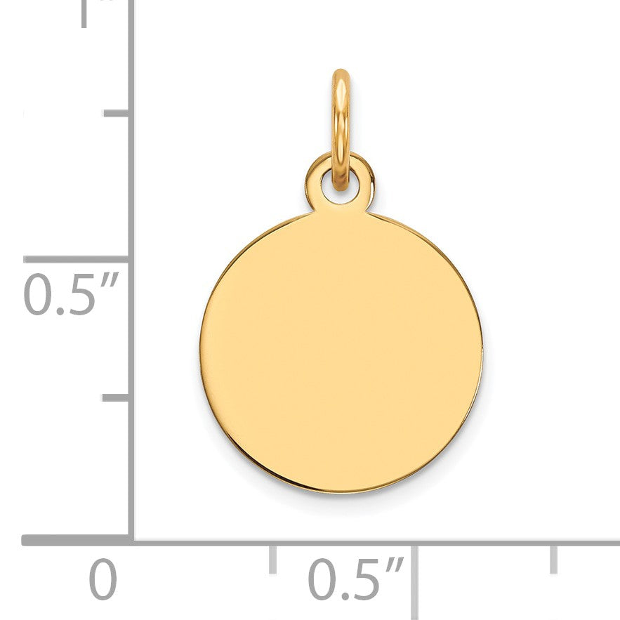 14k Plain .035 Gauge Round Engravable 12mm Disc Charm