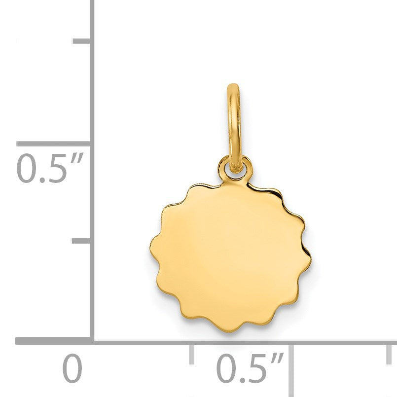 14k .009 Gauge Engravable Round Scalloped 12x10mm Disc Charm