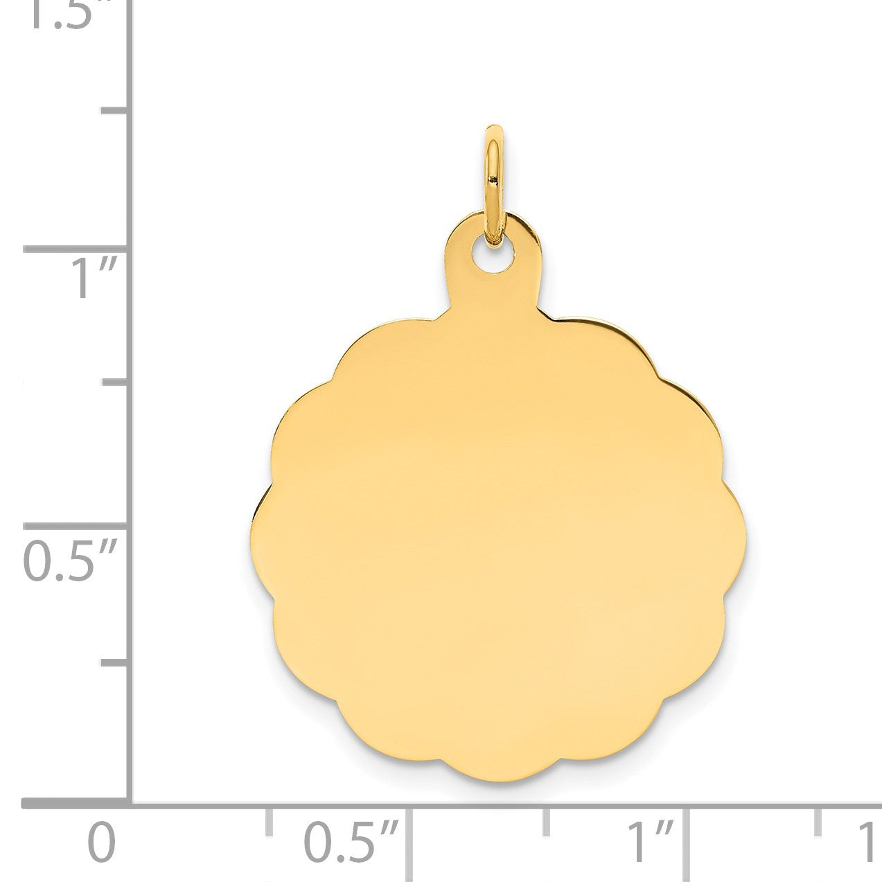 14k .013 Gauge Engravable Round Scalloped 26x23mm Disc Charm