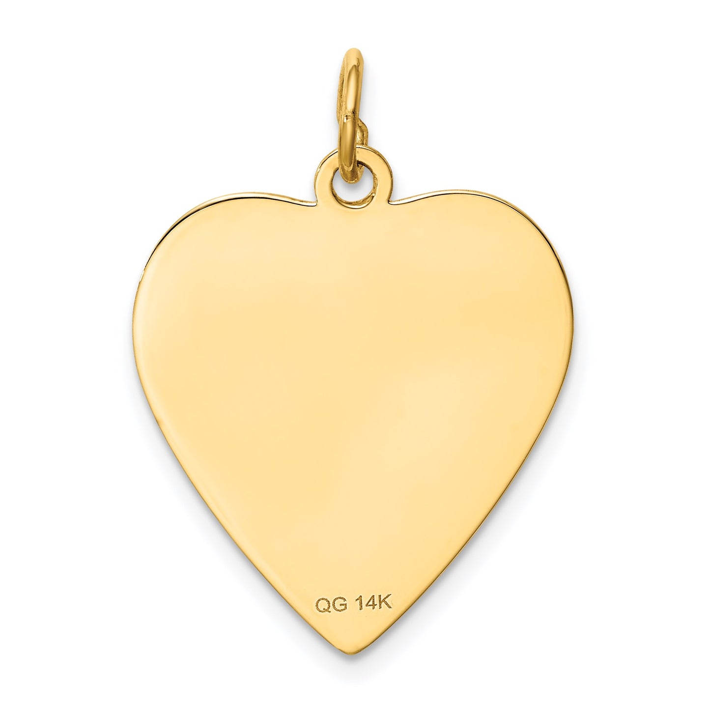 14k Etched Design .018 Gauge Engravable Heart 24x19mm Disc Charm