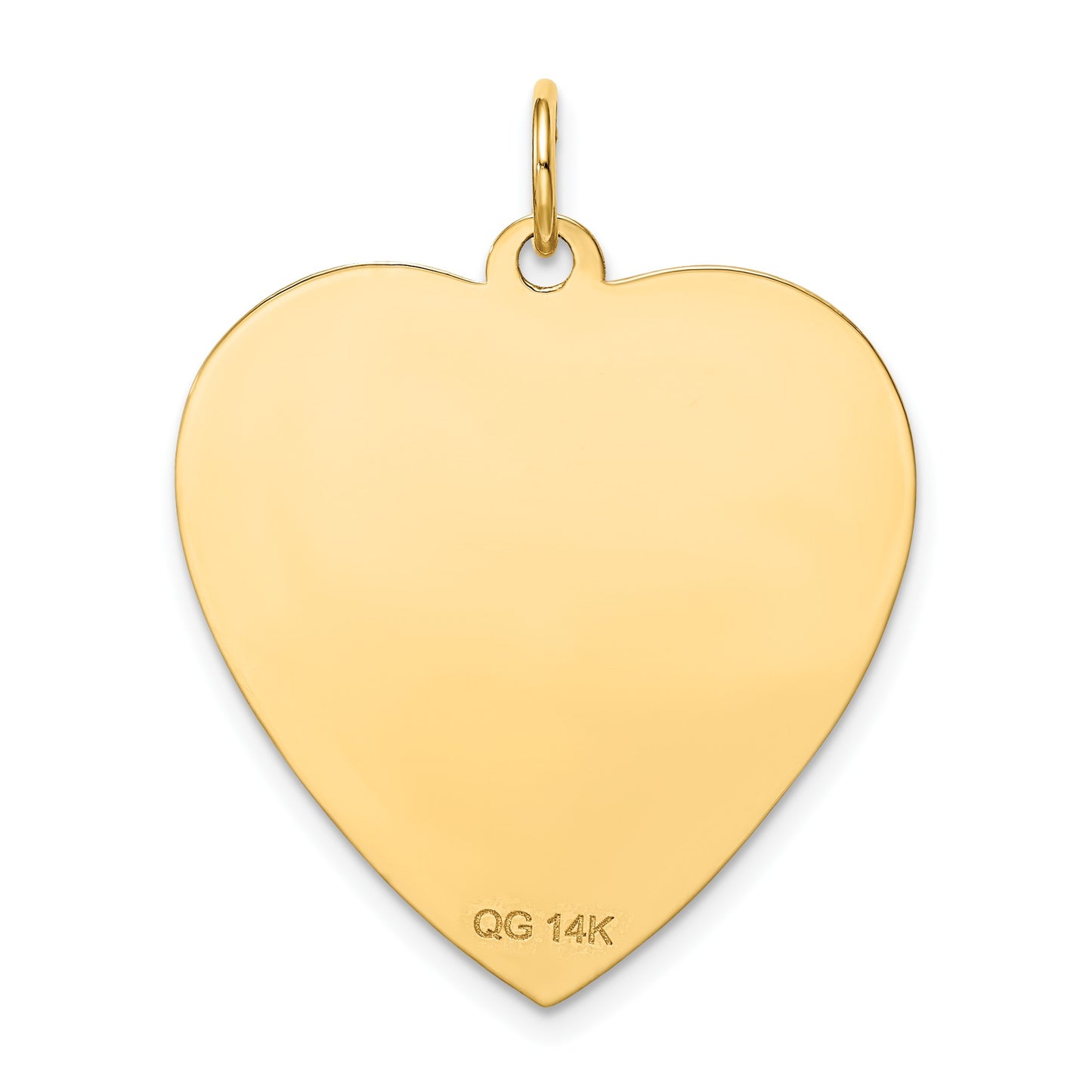 14k Etched Design .018 Gauge Engravable Heart 28x24mm Disc Charm