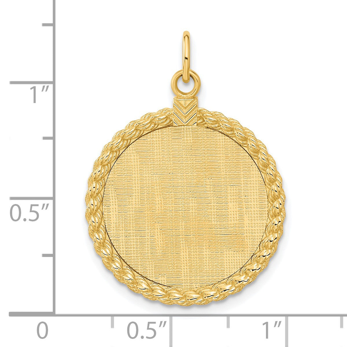 14k Patterned with Rope Edge .013 Gauge Engravable Round 27x21mm Disc with Satin Back