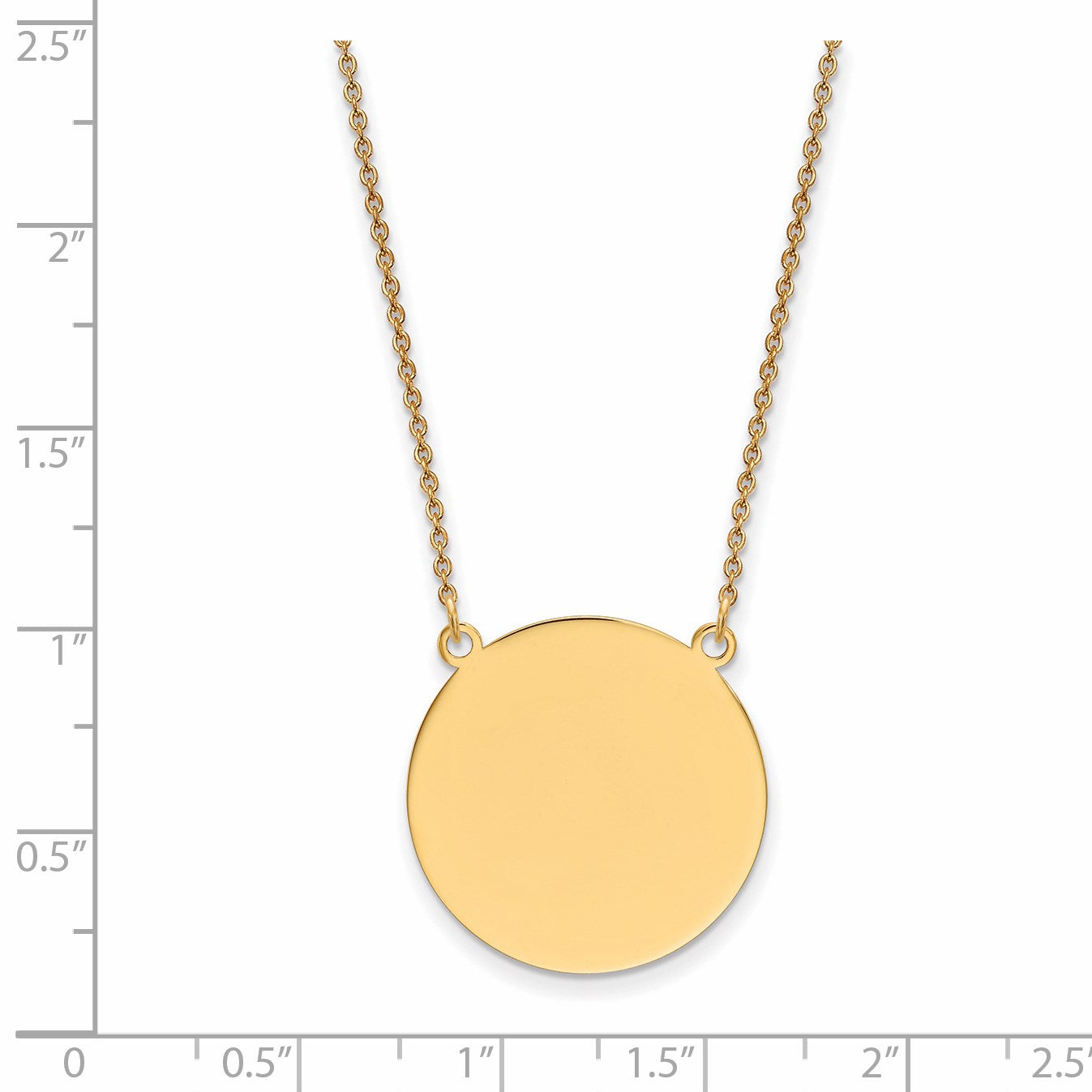 14k Plain .018 Gauge Round Engravable 22x22mm Disc 18 inch Necklace