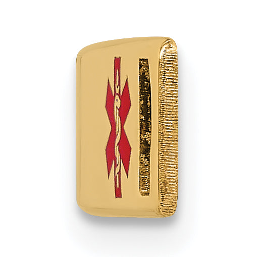 14K 34x6mm Off-Center Red Epoxy Enameled Medical ID Plate # 817