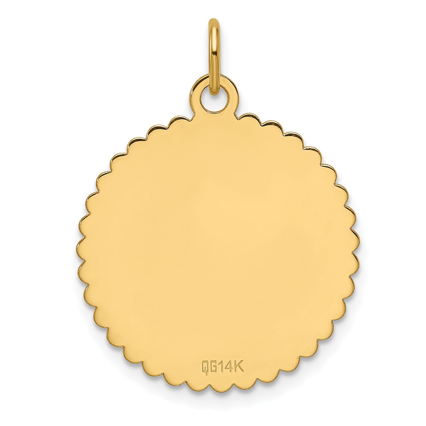 14k Etched Edge .013 Gauge Engravable Round Scalloped 21.5mm Disc Charm