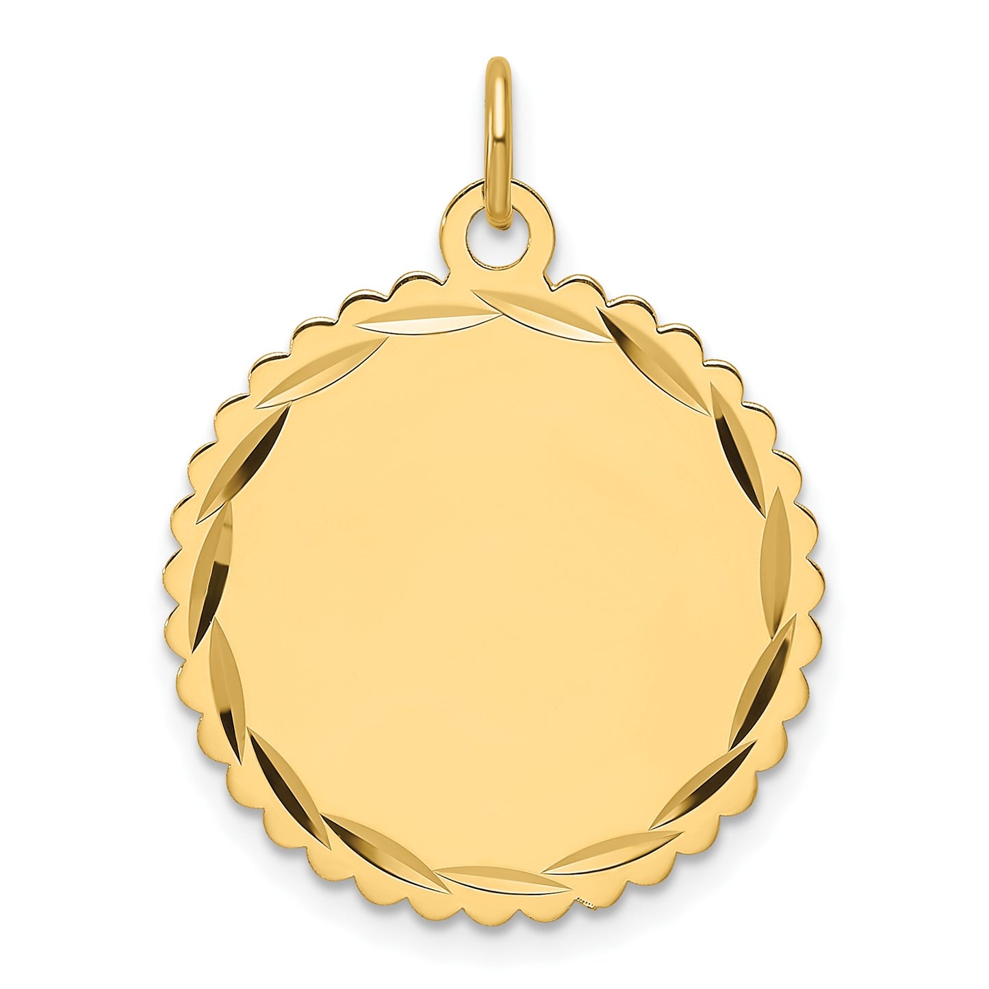 14k Etched Edge .018 Gauge Engravable Round Scalloped 21.5mm Disc Charm